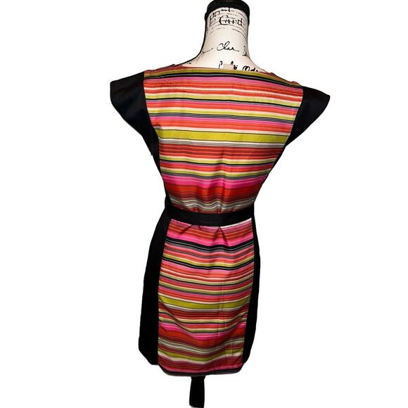 Banana Republic Women's Striped Poly Sleeveless Dress Sz 2 Pink Green Orange - Picture 8 of 9